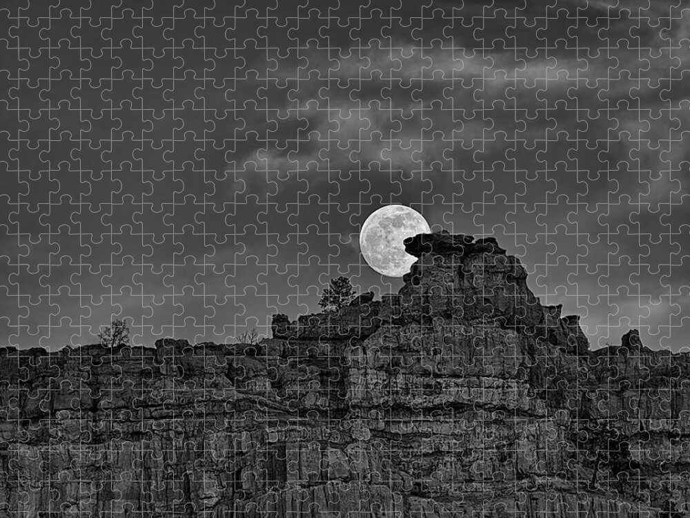 Pulpit Rock Jigsaw Puzzle featuring the photograph Pulpit Rock Moonrise by Bob Falcone