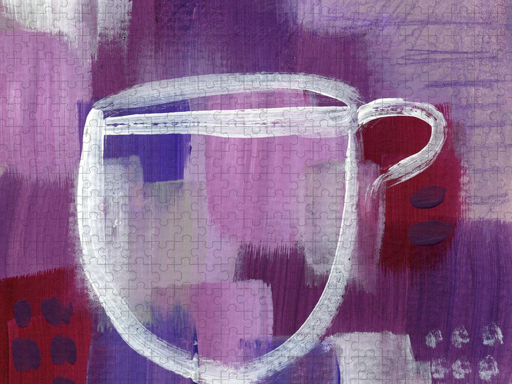 Purple Jigsaw Puzzle featuring the mixed media Purple Cup Large- Art by Linda Woods by Linda Woods