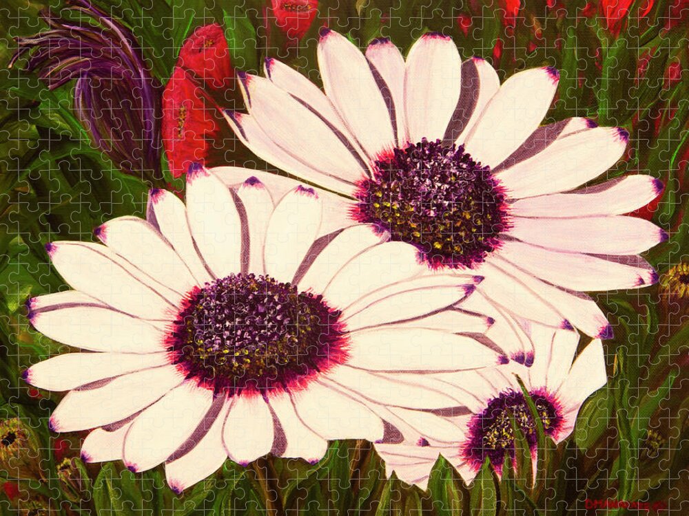 Gerber Daisies Jigsaw Puzzle featuring the painting Purple Punch by Donna Manaraze