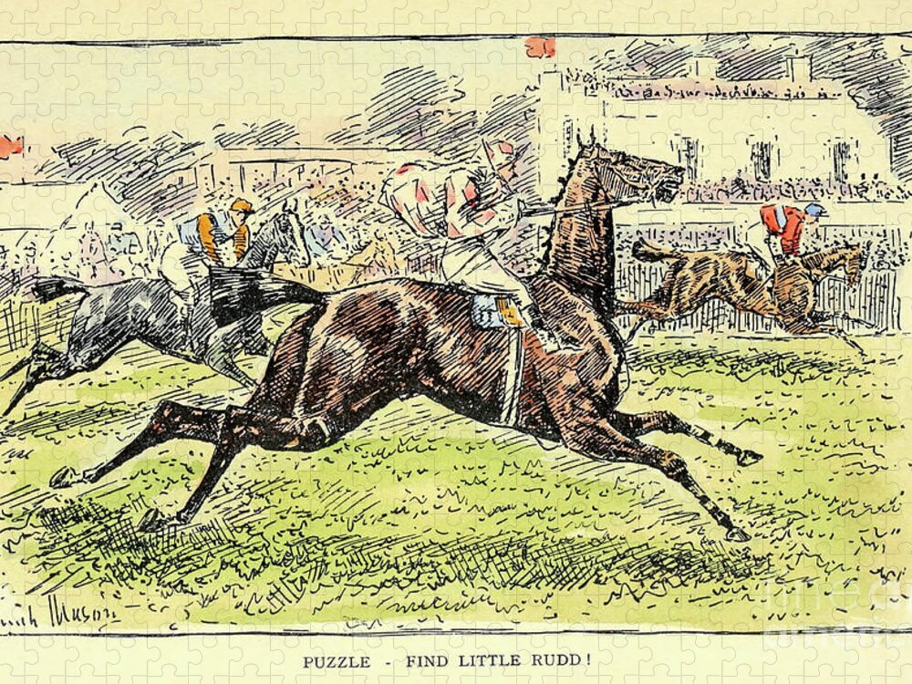 Horses Jigsaw Puzzle featuring the drawing Puzzle Find Little Rudd c2 by Historic Illustrations
