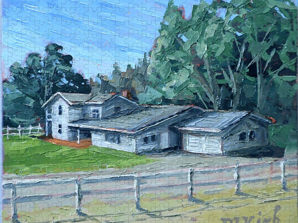 Ben Lomond Jigsaw Puzzle featuring the painting Quail Hollow Ranch House by PJ Kirk