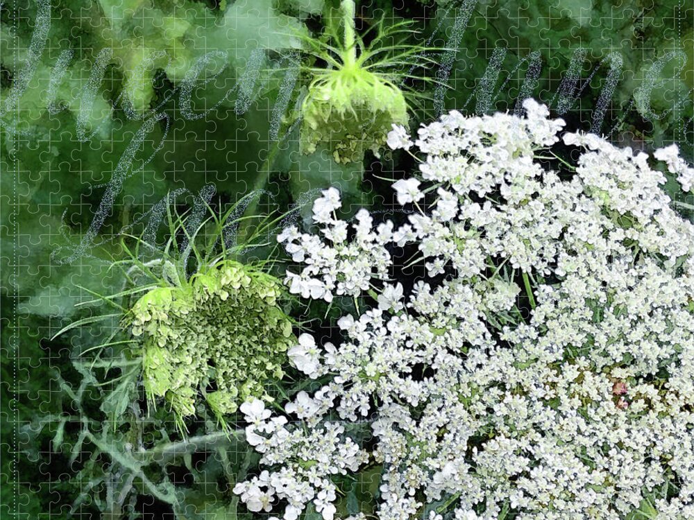 Floral Jigsaw Puzzle featuring the digital art Queen Anne's Lace by Gina Harrison