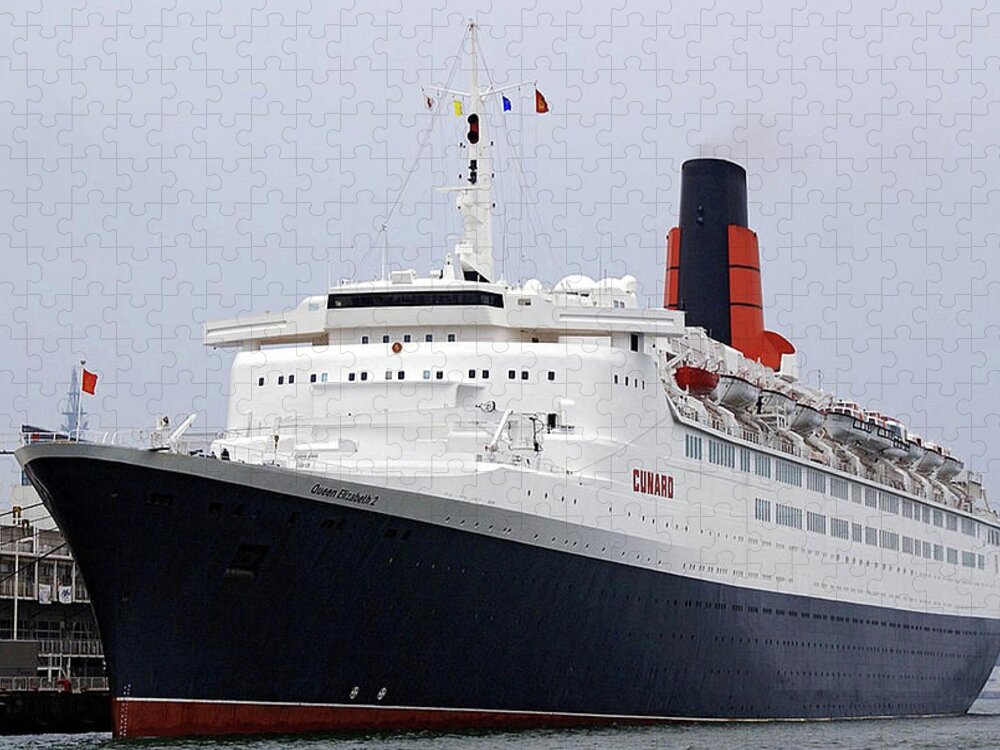 Queen Elizabeth 2. QE2. QEII, Transatlantic Cruise Liner. Jigsaw Puzzle by  Tom Hill - Pixels