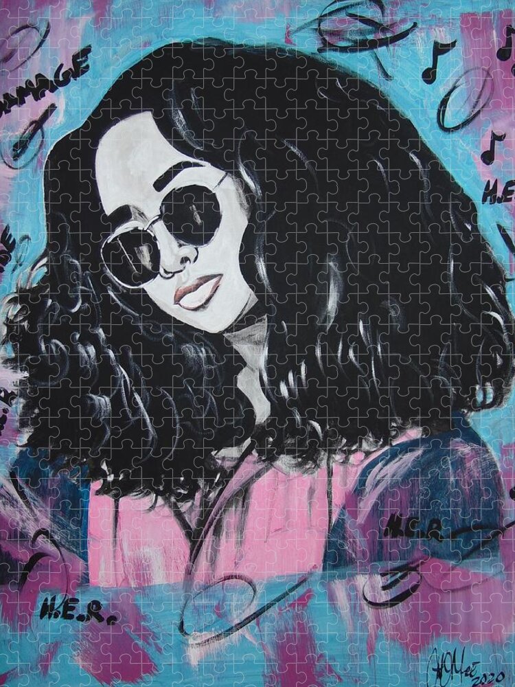 H.e.r Music Jigsaw Puzzle featuring the painting Queen HER by Antonio Moore
