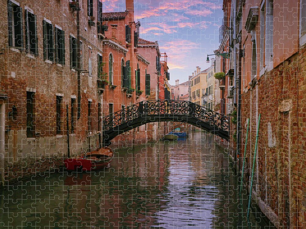 Cityscape Jigsaw Puzzle featuring the photograph Quiet Evening in Venice Italy by Lily Malor