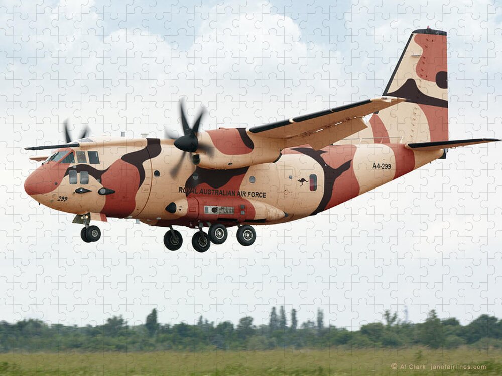 Spartan Jigsaw Puzzle featuring the digital art RAAF C-27J Spartan Desert by Custom Aviation Art