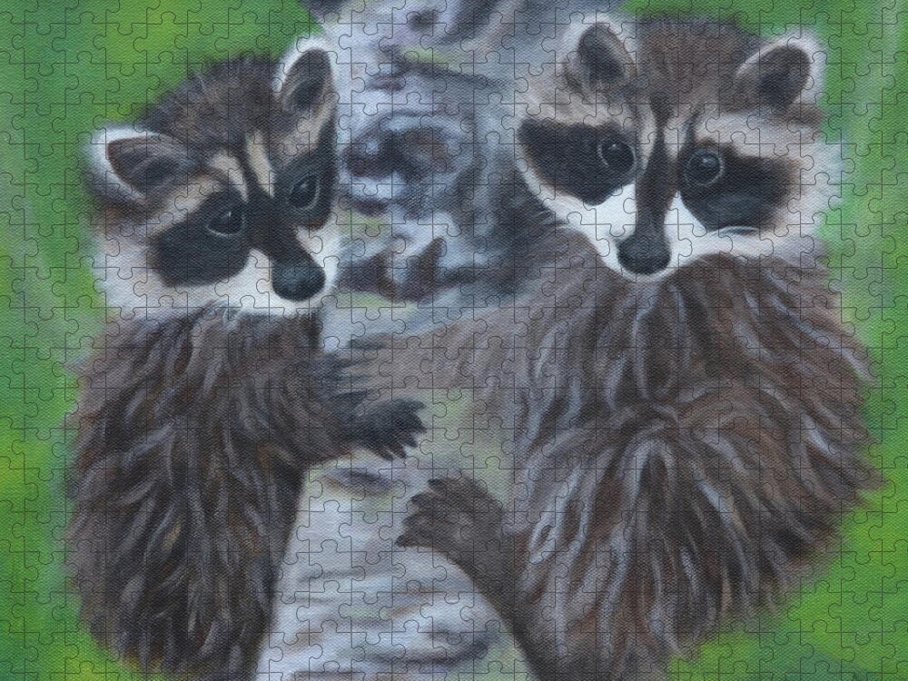 Racoons Jigsaw Puzzle featuring the painting Racoon Buddies by Tammy Pool