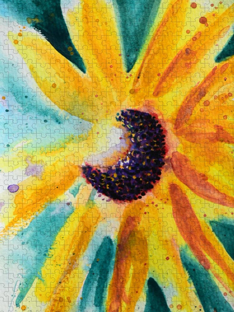 Sunflower Jigsaw Puzzle featuring the painting Radiance in Bloom by Bonny Puckett
