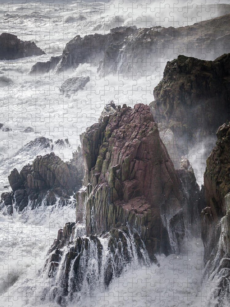Aberdeenshire Jigsaw Puzzle featuring the photograph Raging Seas by Anita Nicholson