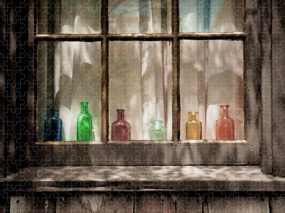 Nantucket Jigsaw Puzzle featuring the digital art Rainbow Bottles by Nickleen Mosher