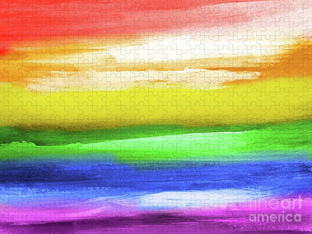 Rainbow Jigsaw Puzzle featuring the painting Rainbow flag by Delphimages Flag Creations