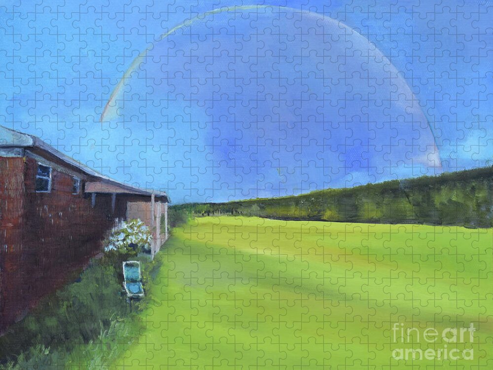  Jigsaw Puzzle featuring the painting Rainbow House by Jan Dappen