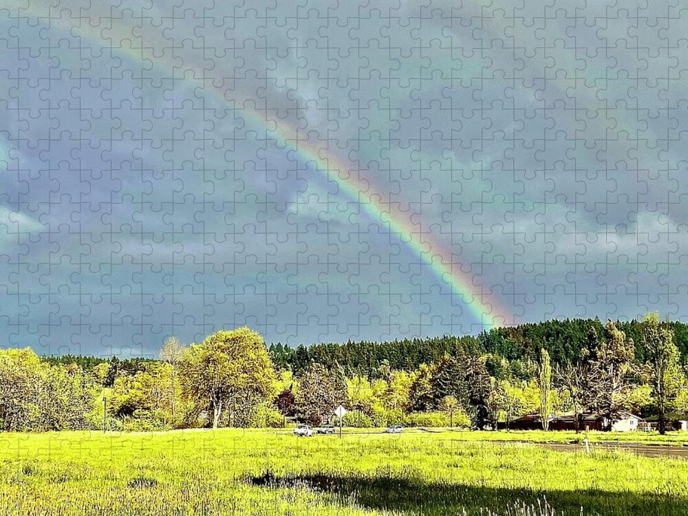 Rainbow Jigsaw Puzzle featuring the photograph Rainbow in Eugene by Michael Oceanofwisdom Bidwell