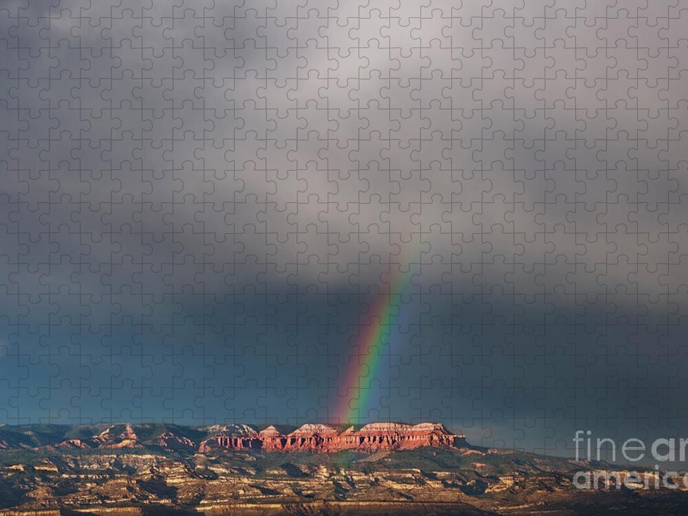 Dave Welling Jigsaw Puzzle featuring the photograph Rainbow Over Hoodoos Bryce Canyon National Park Utah by Dave Welling