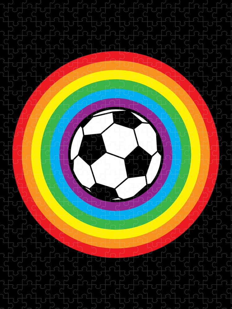 Cool Jigsaw Puzzle featuring the digital art Rainbow Soccer Ball by Flippin Sweet Gear