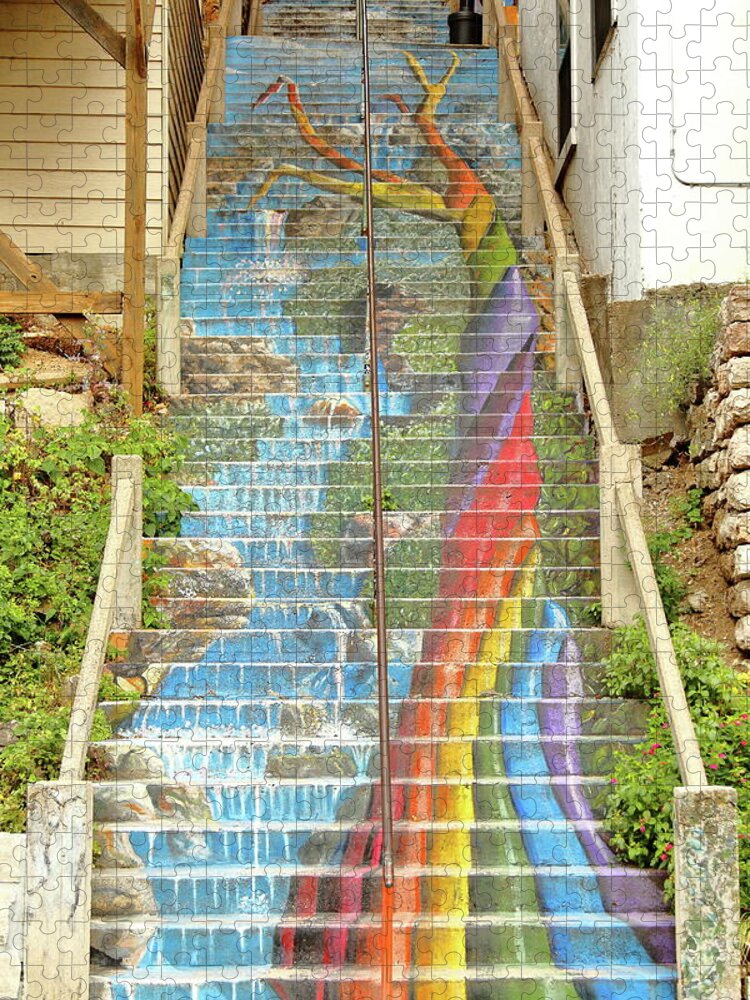 Stairway Jigsaw Puzzle featuring the photograph Rainbow Stairs by Lens Art Photography By Larry Trager