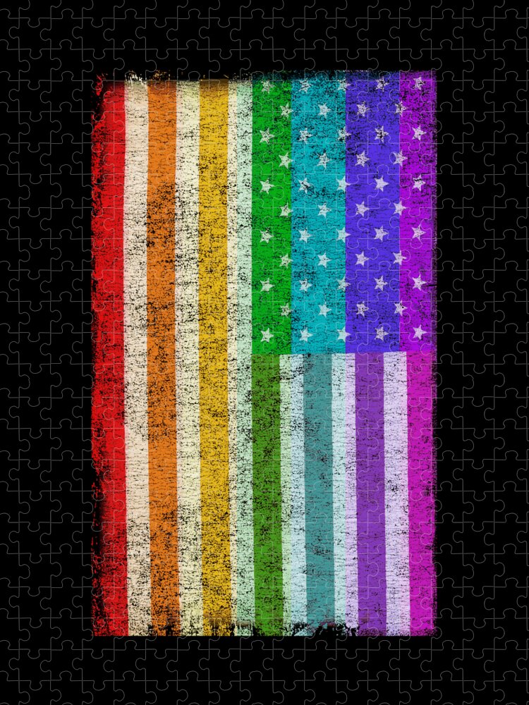 Funny Jigsaw Puzzle featuring the digital art Rainbow Us Flag by Flippin Sweet Gear
