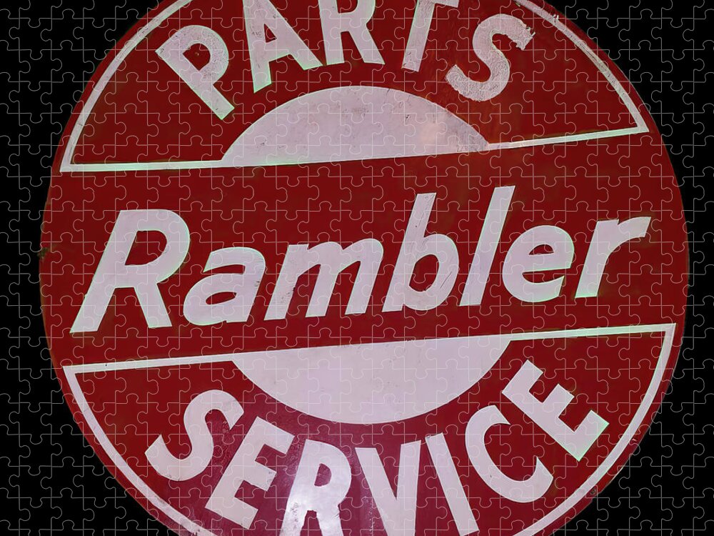 Rambler Jigsaw Puzzle featuring the photograph Rambler service vintage sign by Flees Photos