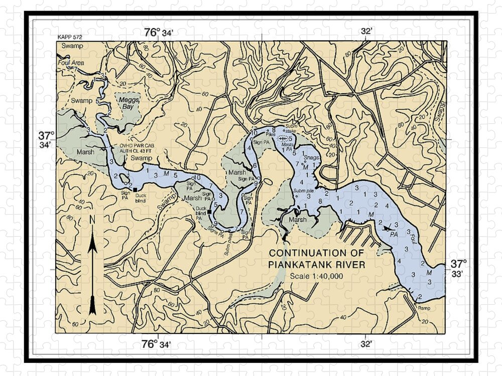 Rappahannock River Entrance Piankatank And Great Wicomico Rivers Jigsaw Puzzle featuring the digital art Rappahannock River Entrance Piankatank and Great Wicomico Rivers, NOAA Chart 12235_2 by Nautical Chartworks