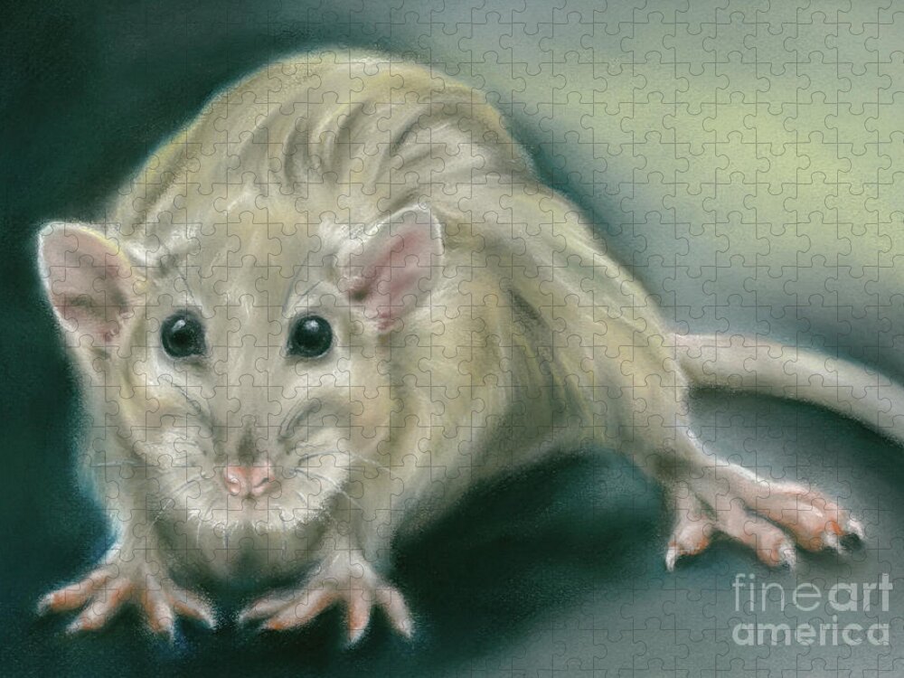 Animal Jigsaw Puzzle featuring the painting Rat Portrait Nocturne by MM Anderson