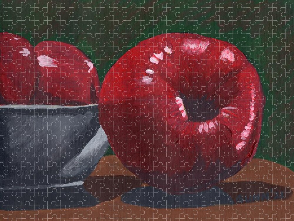 Apples Jigsaw Puzzle featuring the painting Red Apples1 by Katrina Gunn