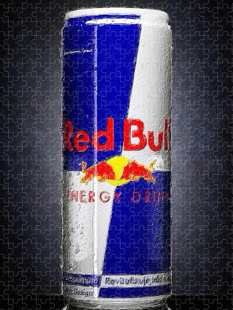 Red Bull Jigsaw Puzzle featuring the painting Red Bull Ode To Andy Warhol Can by Tony Rubino