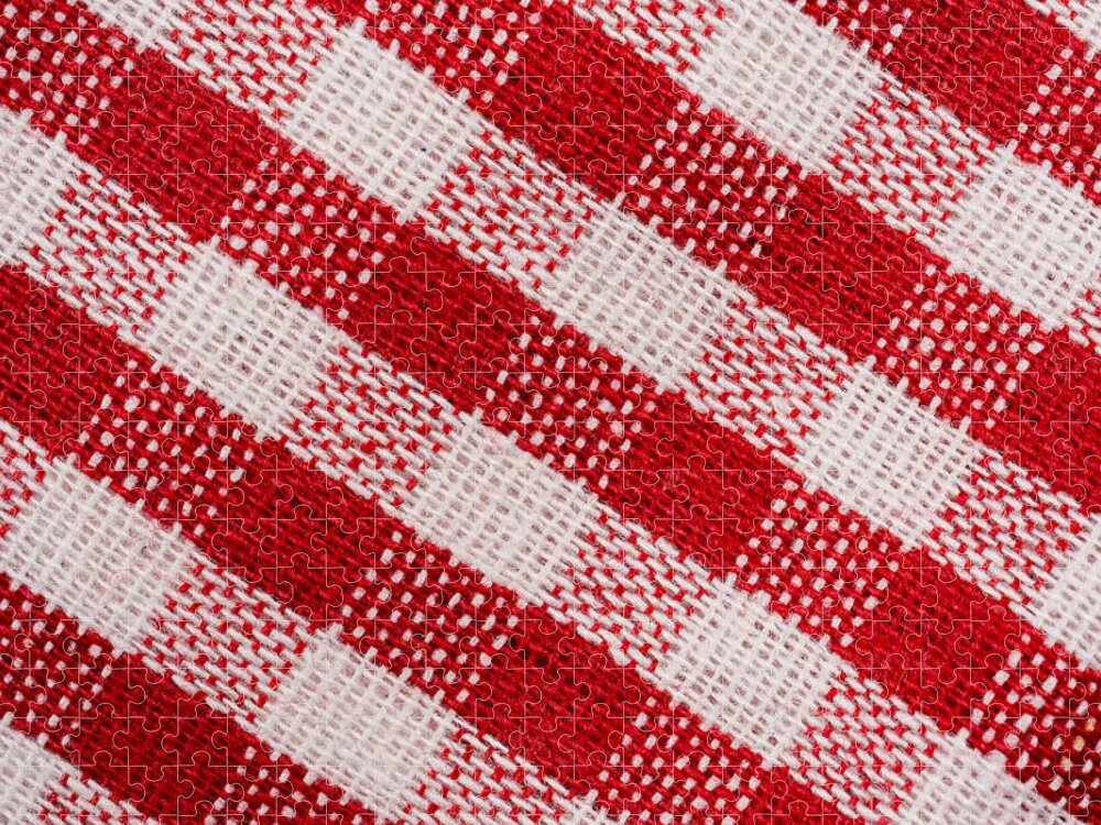 Red checkered fabric tablecloth pattern texture background diagonal view, red  checkered fabric closeup, tablecloth texture macro view Jigsaw Puzzle by  Julien - Pixels