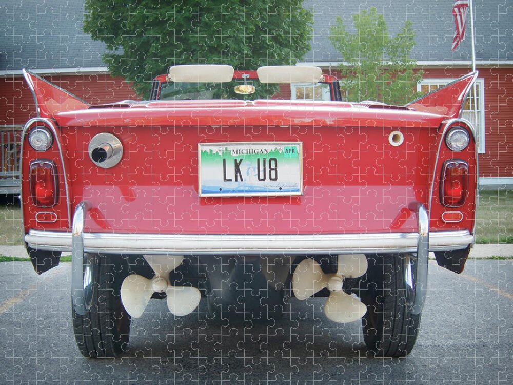 Amphicar Jigsaw Puzzle featuring the photograph Red Convertible Amphicar by Mary Lee Dereske