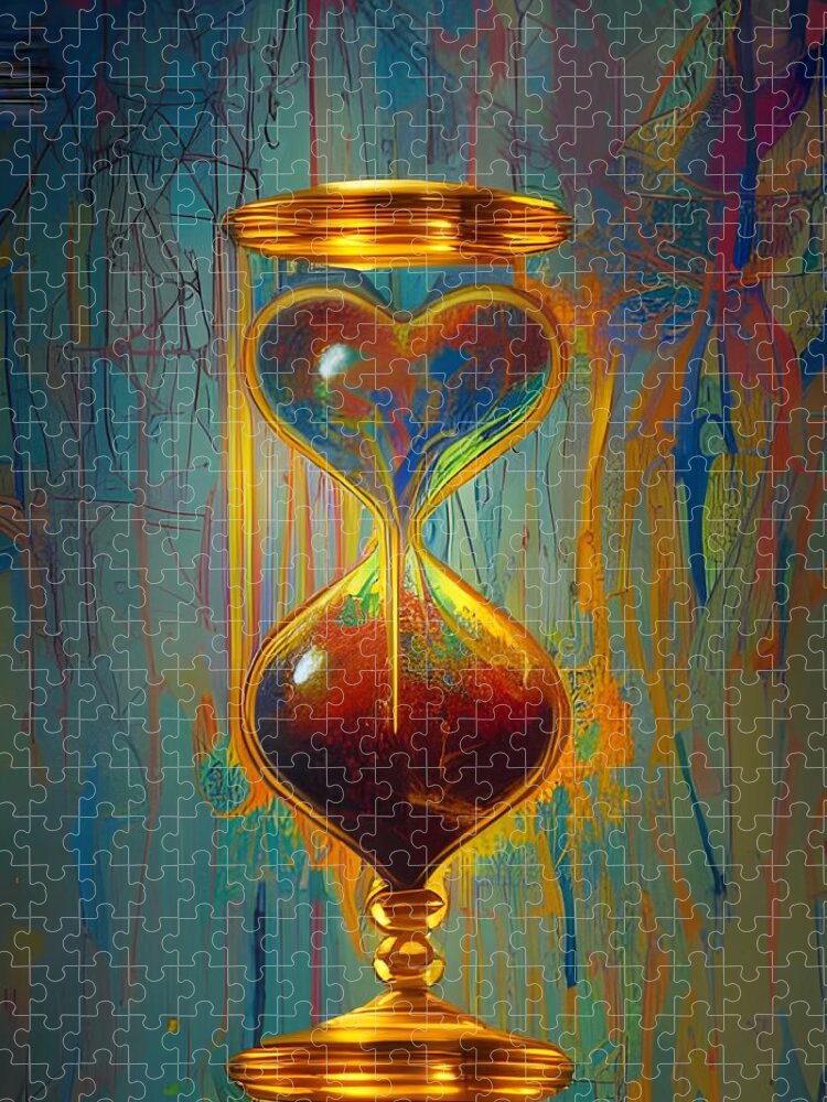 Digital Jigsaw Puzzle featuring the digital art Red Hourglass by Beverly Read