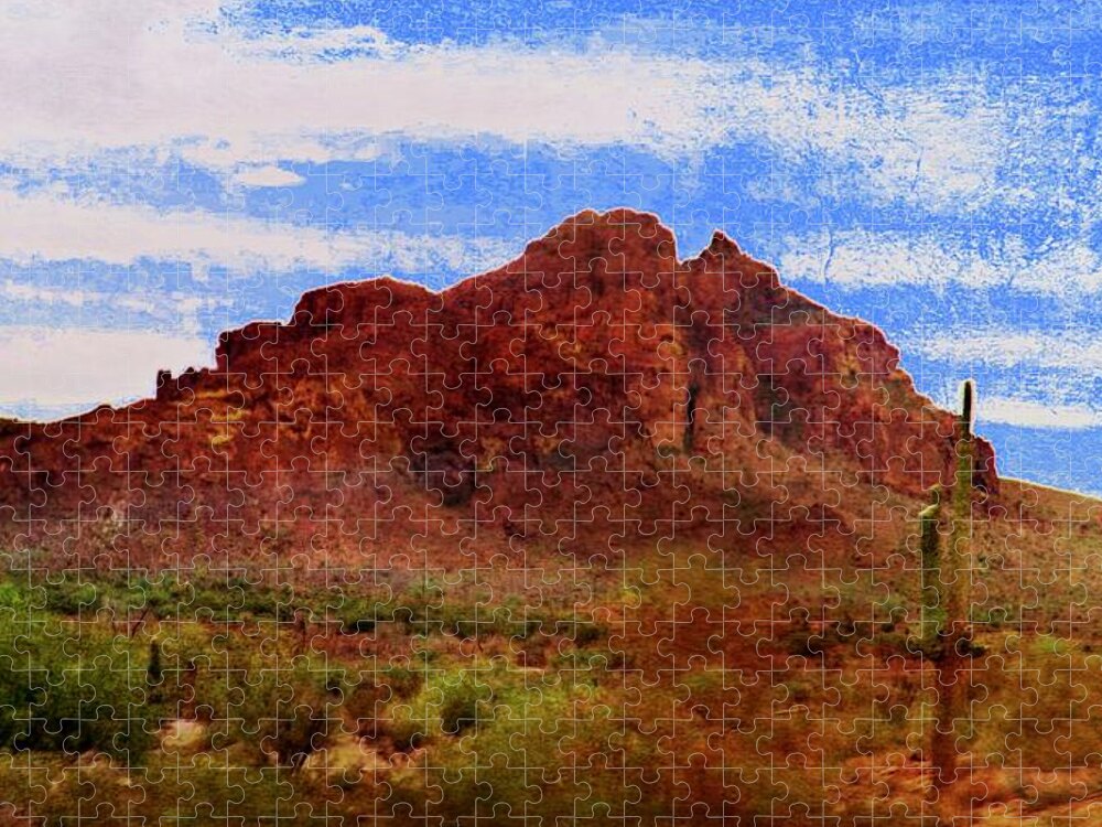 Digital Art Jigsaw Puzzle featuring the photograph Red Mountain on the Move by Judy Kennedy