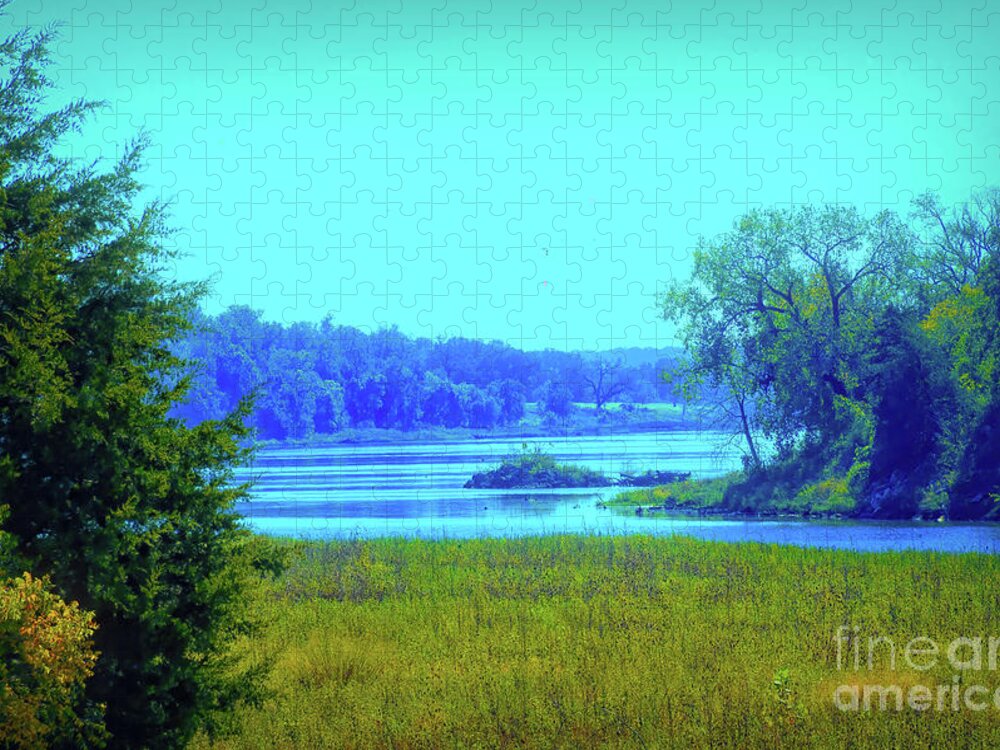 Landscape Jigsaw Puzzle featuring the photograph Red River Oklahoma side by Diana Mary Sharpton