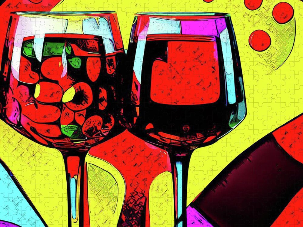 Cabernet Sauvignon Jigsaw Puzzle featuring the photograph Red Wine Pop Art IV by David Letts