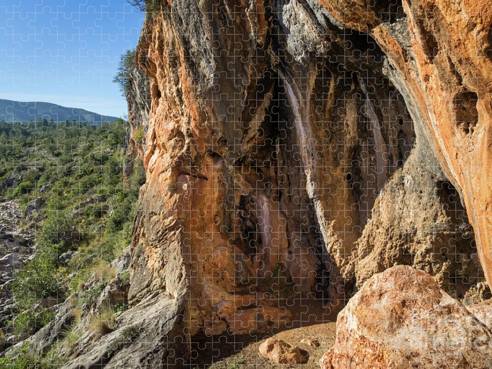 Mountains Jigsaw Puzzle featuring the photograph Red-brown rock formation 5. Abstract mountain beauty by Adriana Mueller