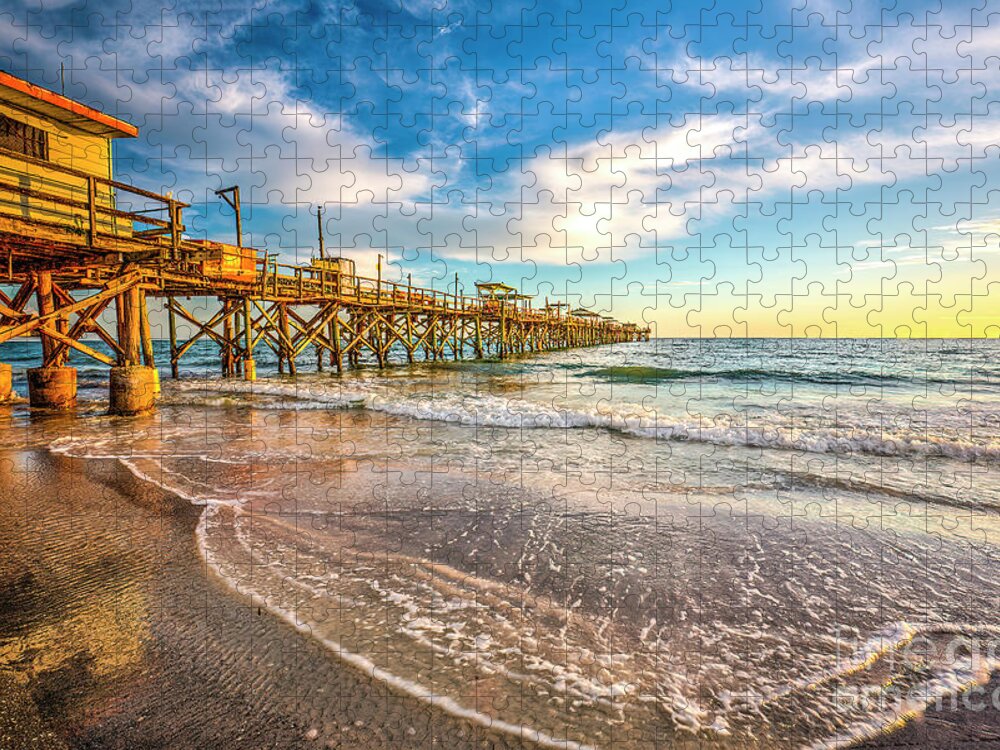 Redington Beach Long Pier At Sunset Jigsaw Puzzle featuring the photograph Redington Beach Long Pier At Sunset by Felix Lai