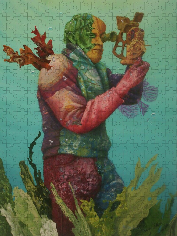 Ocean Jigsaw Puzzle featuring the painting Reef Sighting by Marguerite Chadwick-Juner