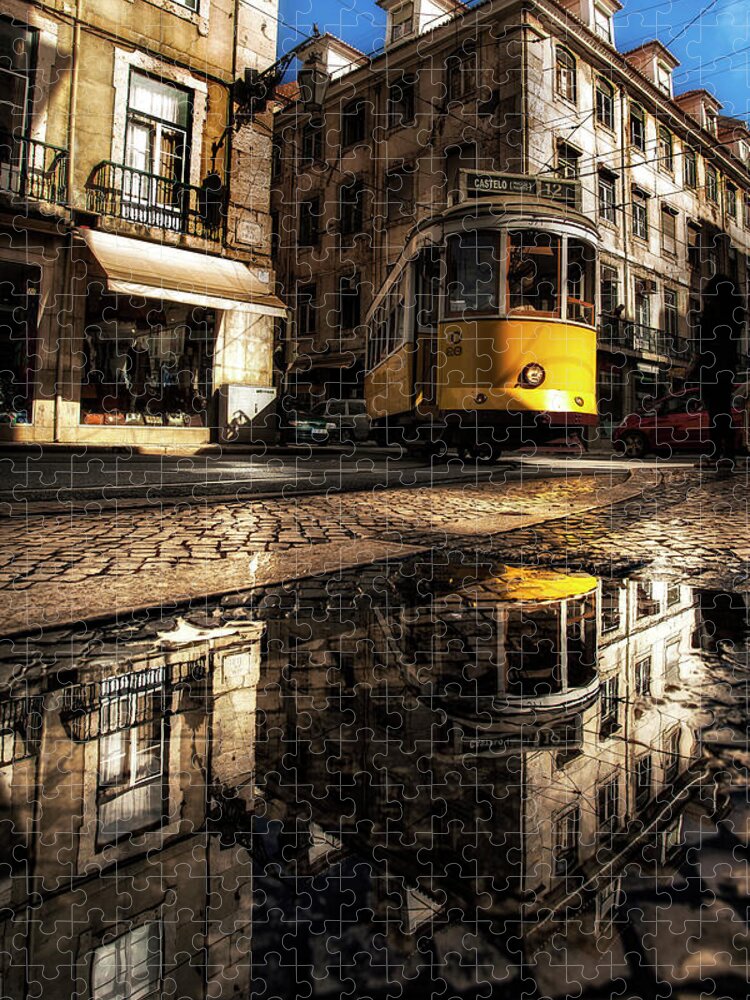 Tram12 Jigsaw Puzzle featuring the photograph Reflected by Jorge Maia
