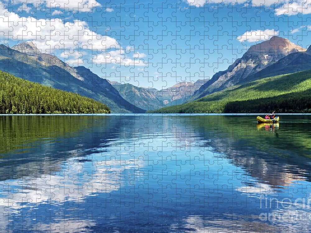 Reflection Jigsaw Puzzle featuring the photograph Reflection on Bowman Lake by Tom Watkins PVminer pixs