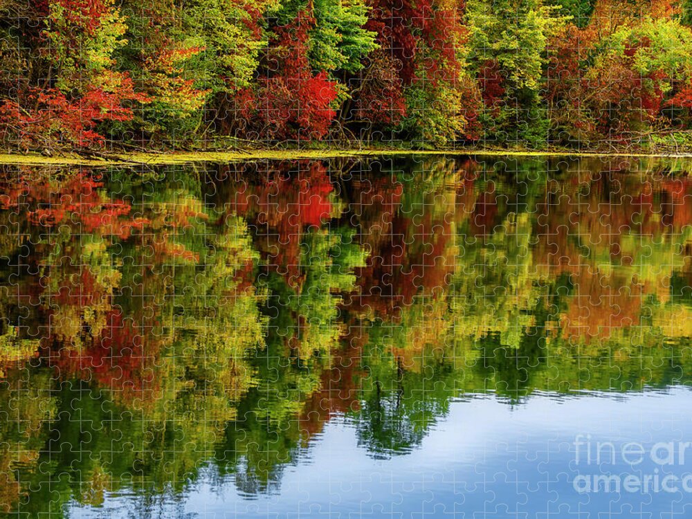Reflection Jigsaw Puzzle featuring the photograph Reflections at Bays Mountain by Shelia Hunt