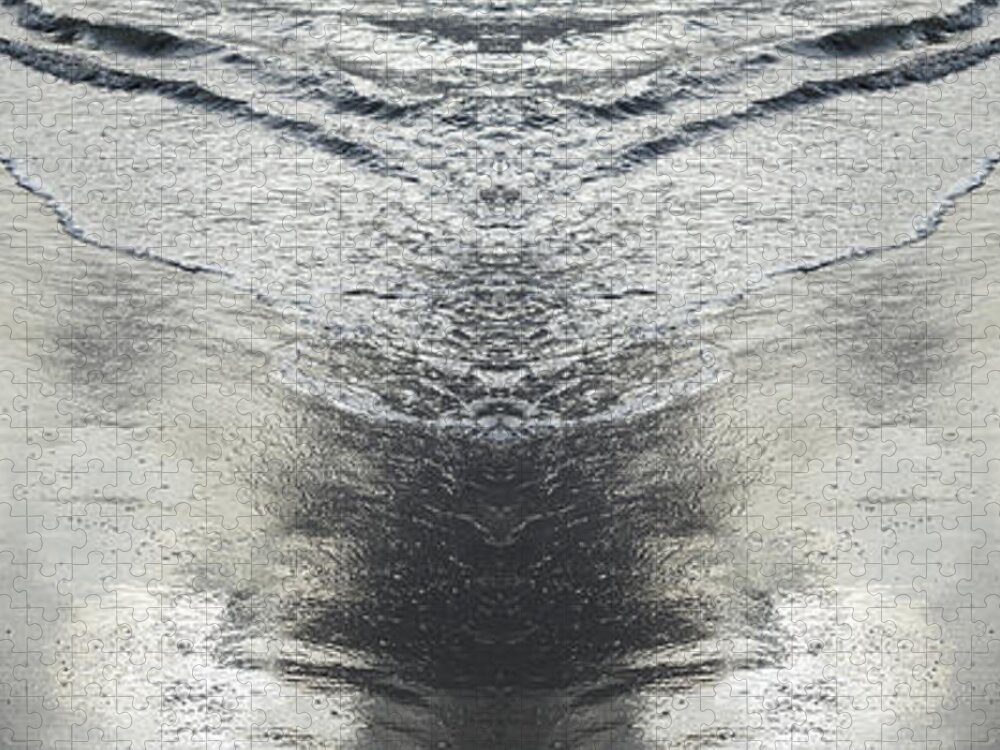 Sea Water Jigsaw Puzzle featuring the digital art Reflections on the beach, sea water meets symmetry by Adriana Mueller