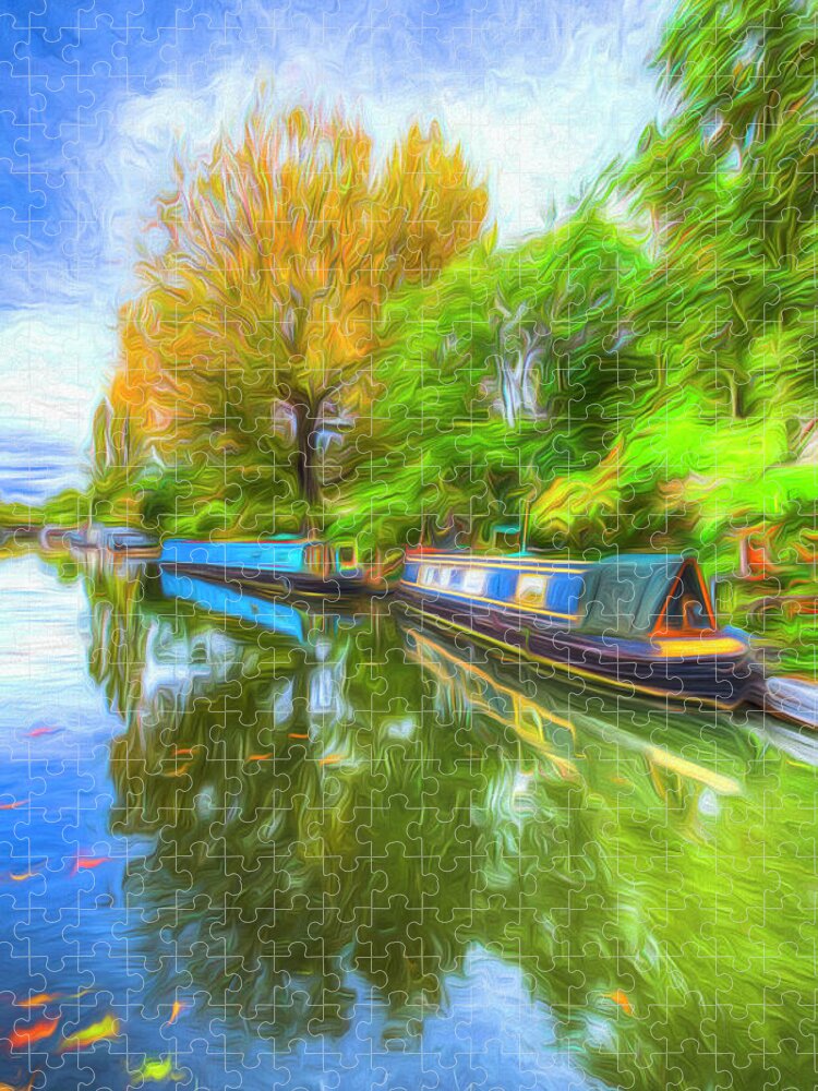 Little Venice Art Jigsaw Puzzle featuring the photograph Regents Canal Art by David Pyatt