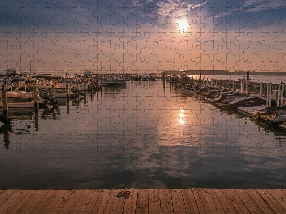 Rehoboth Jigsaw Puzzle featuring the photograph Rehoboth Bay Marina Golden Hour by Jason Fink