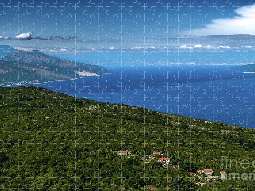 Croatia Jigsaw Puzzle featuring the photograph Remote Village Near The City Of Rabac At The Cost Of The Mediterranean Sea In Istria In Croatia by Andreas Berthold