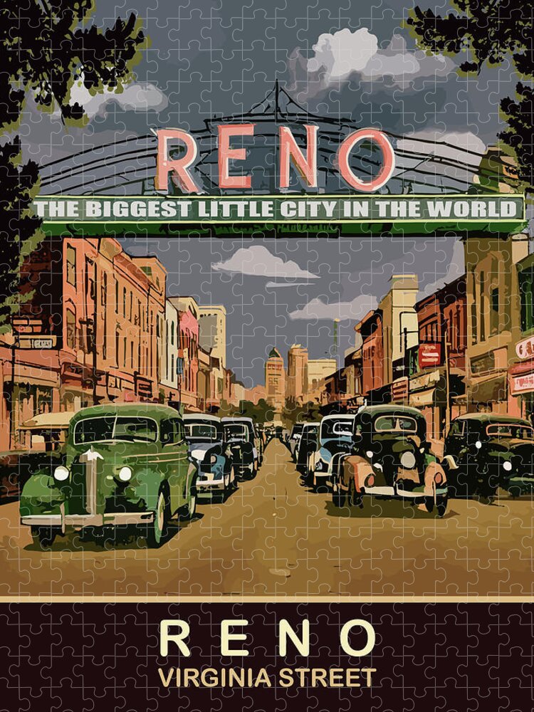Reno Jigsaw Puzzle featuring the digital art Reno, FL by Long Shot