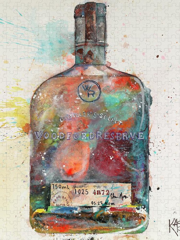 Woodford Reserve Bottle Jigsaw Puzzle featuring the painting Reserved by Kasha Ritter