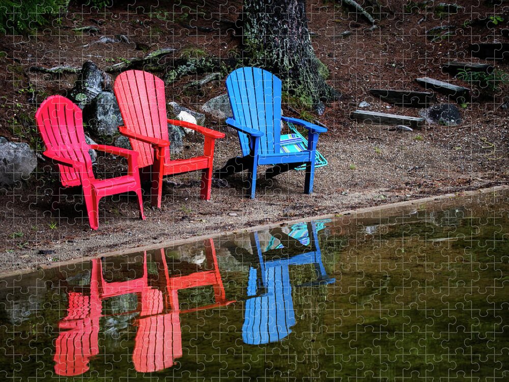 Chairs Jigsaw Puzzle featuring the photograph Resting by the Water by Regina Muscarella