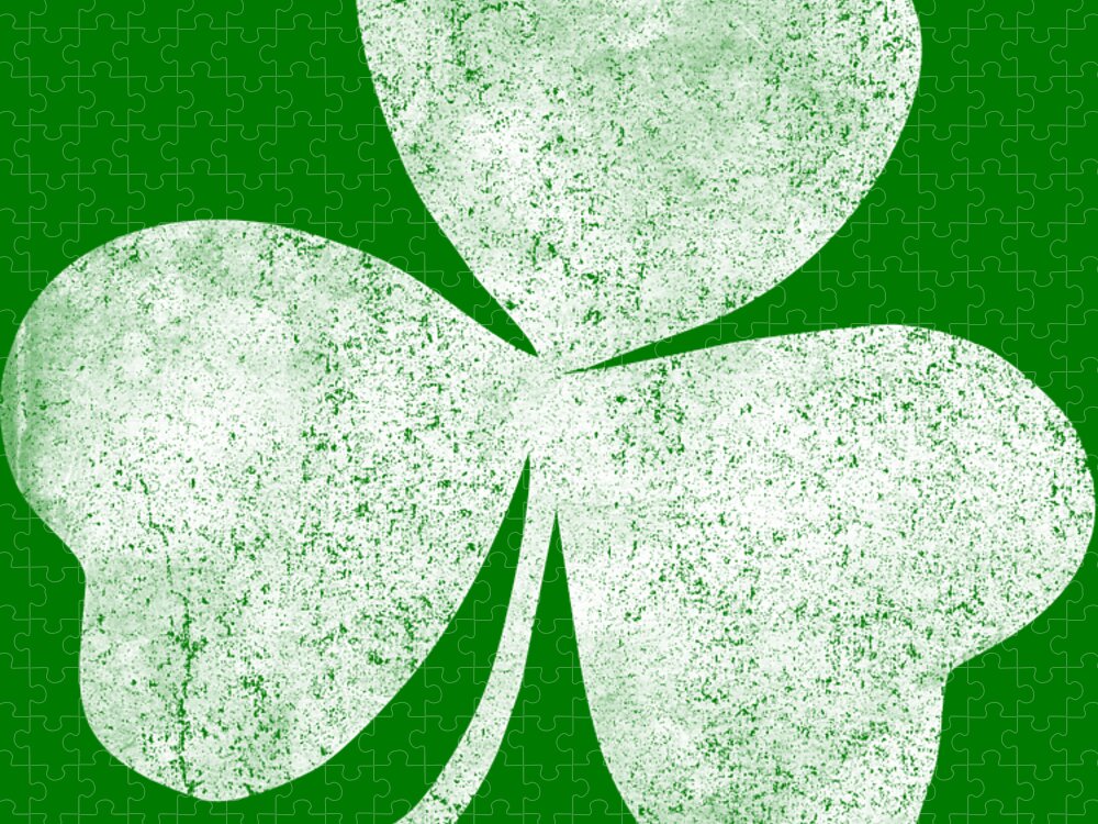 Funny Jigsaw Puzzle featuring the digital art Retro Distressed Shamrock St Patricks Day by Flippin Sweet Gear