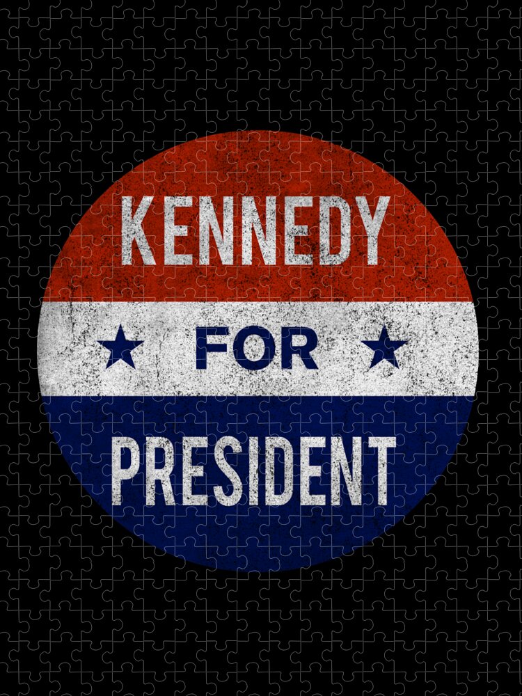 Funny Jigsaw Puzzle featuring the digital art Retro Kennedy For President JFK 1960 by Flippin Sweet Gear