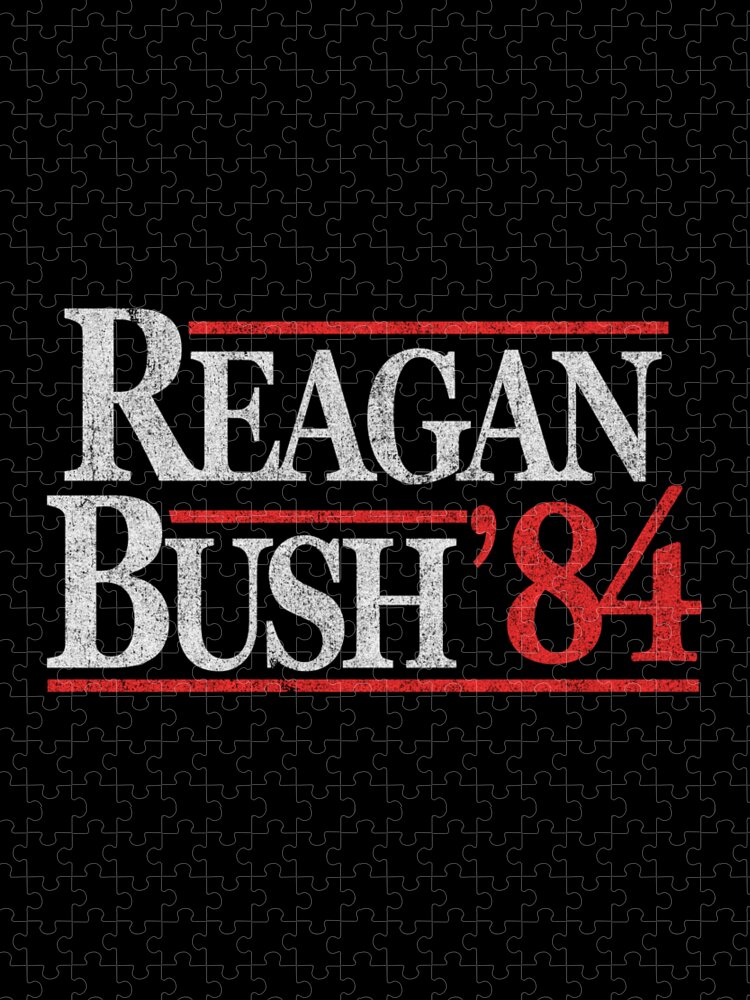 Funny Jigsaw Puzzle featuring the digital art Retro Reagan Bush 1984 by Flippin Sweet Gear