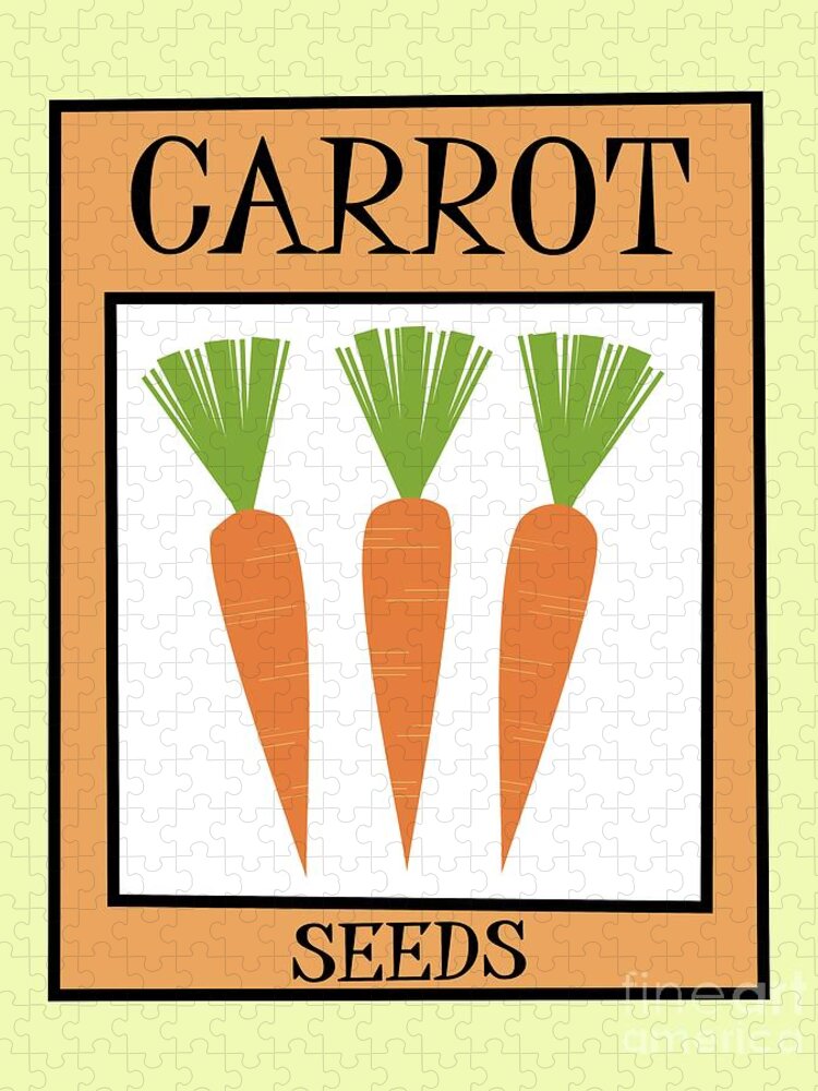 Retro Jigsaw Puzzle featuring the digital art Retro Seed Packet Carrots by Donna Mibus