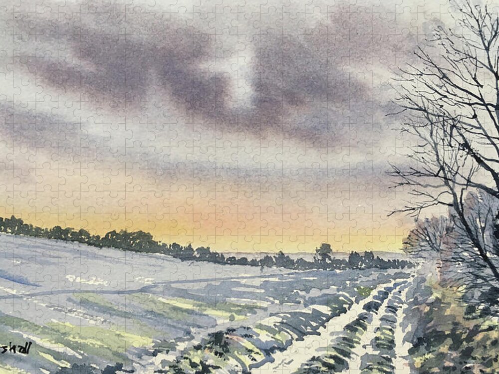 Watercolour Jigsaw Puzzle featuring the painting Return to Rudston from Zig Zag Wood by Glenn Marshall